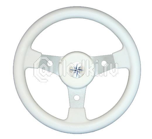 фото: Рулевое колесо DELFINO обод белый,спицы серебряные д. 310 мм