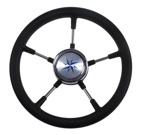 фото: Рулевое колесо RIVA RSL обод черный, спицы серебряные д. 320 мм