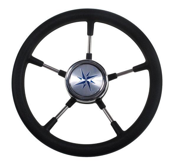 фото: Рулевое колесо LEADER TANEGUM черный обод серебряные спицы д. 330 мм
