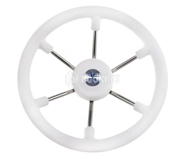 фото: Рулевое колесо LEADER TANEGUM белый обод серебряные спицы д. 330 мм