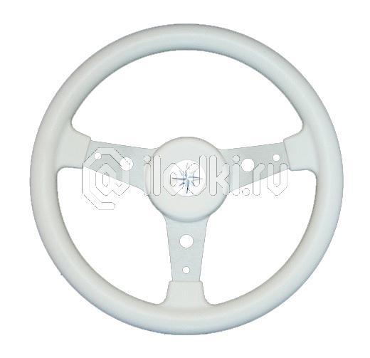 фото: Рулевое колесо DELFINO обод белый,спицы серебряные д. 340 мм