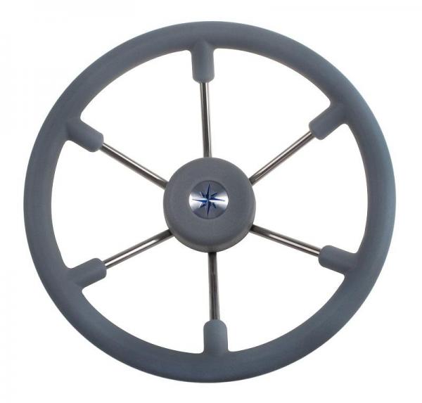 фото: Рулевое колесо LEADER TANEGUM серый обод серебряные спицы д. 360 мм