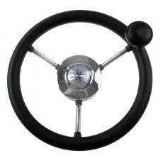 фото: Рулевое колесо LIPARI обод черный, спицы серебряные д. 280 мм со спинером
