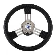 фото: Рулевое колесо PEGASO обод черный, спицы серебряные д. 300 мм