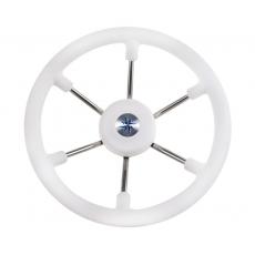 фото: Рулевое колесо LEADER PLAST белый обод серебряные спицы д. 330 мм