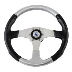 фото: Рулевое колесо EVO MARINE 2 обод черносеребряный, спицы серебряные д. 355 мм