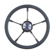 фото: Рулевое колесо RIVA RSL обод серый, спицы серебряные д. 360 мм