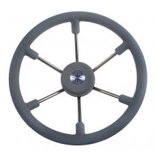 фото: Рулевое колесо LEADER TANEGUM серый обод серебряные спицы д. 360 мм