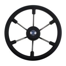 фото: Рулевое колесо LEADER TANEGUM черный обод серебряные спицы д. 360 мм