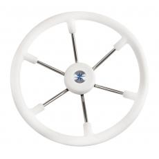 фото: Рулевое колесо LEADER TANEGUM белый обод серебряные спицы д. 400 мм
